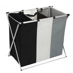 Cos textil pliabil cu 3 compartimente 118 l, 66 x 60 x 39 cm